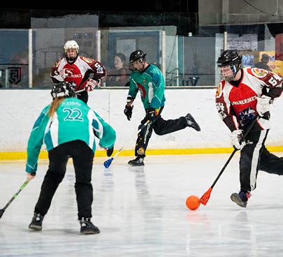 Broomball game on the ice