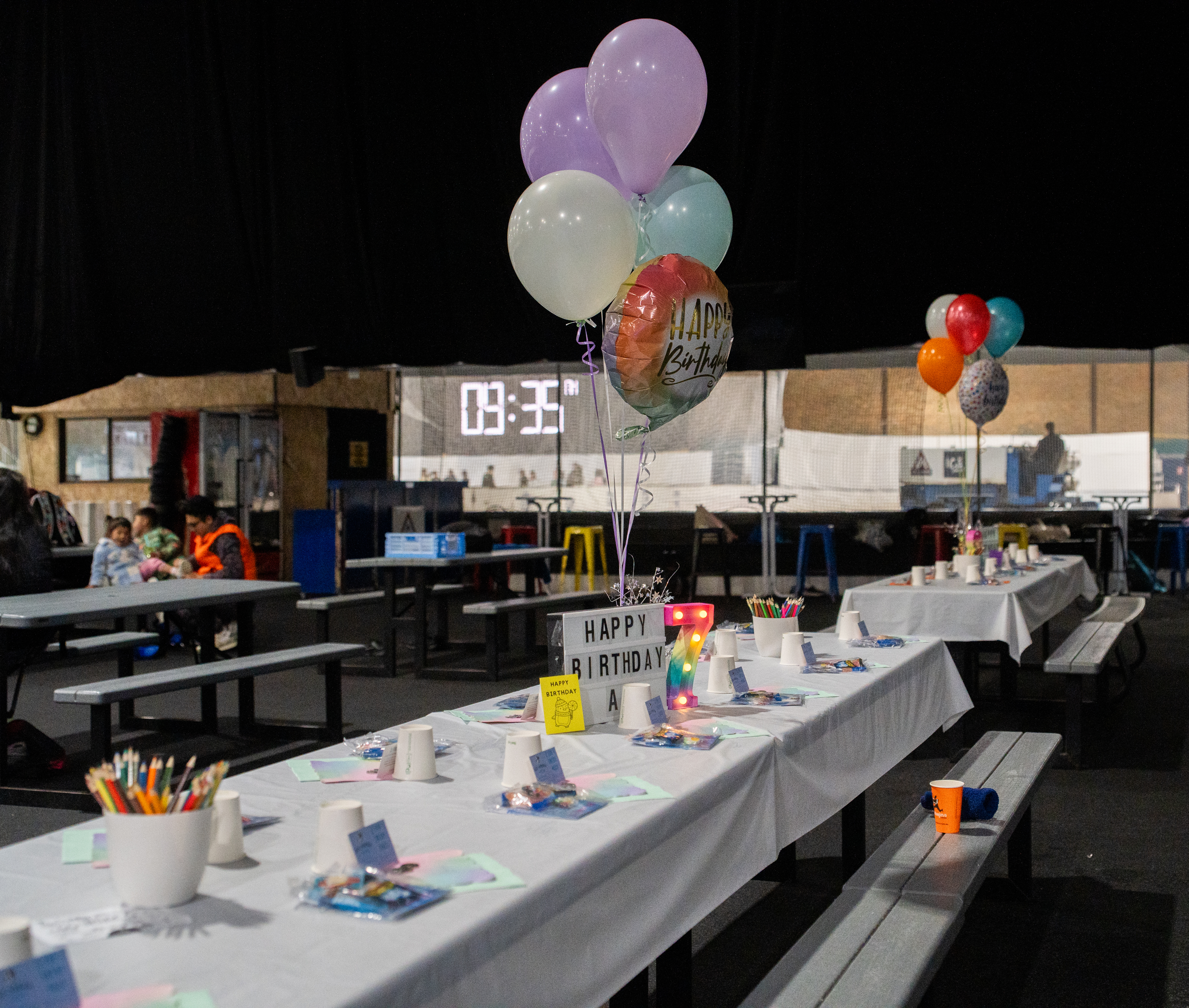 A decorated birthday party table